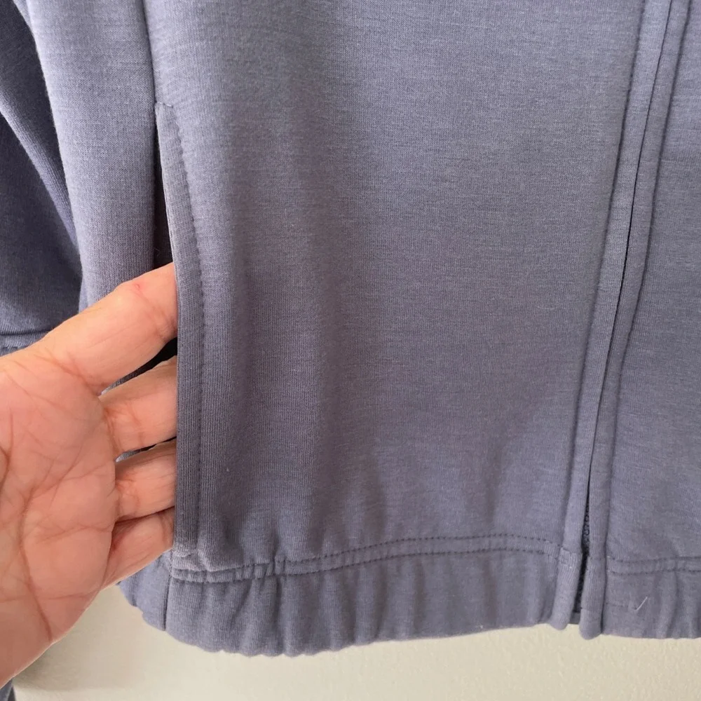 Sage & Stone Track Jacket Womens M Blue Gray Stripe Zip Up Mock Neck Streetwear